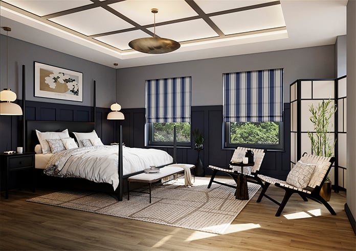 Laura Ashley Tiverton Stripe, Midnight - Roman Blind - Image 6